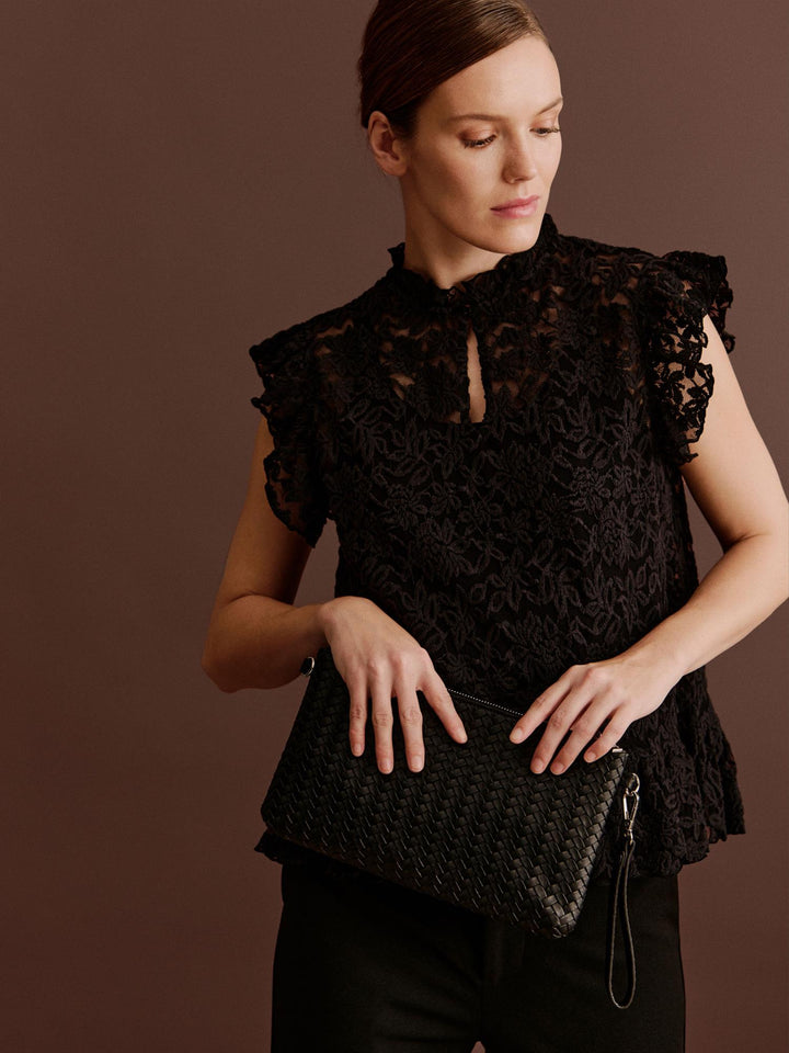 RBRemi Medium Clutch  Black Silver