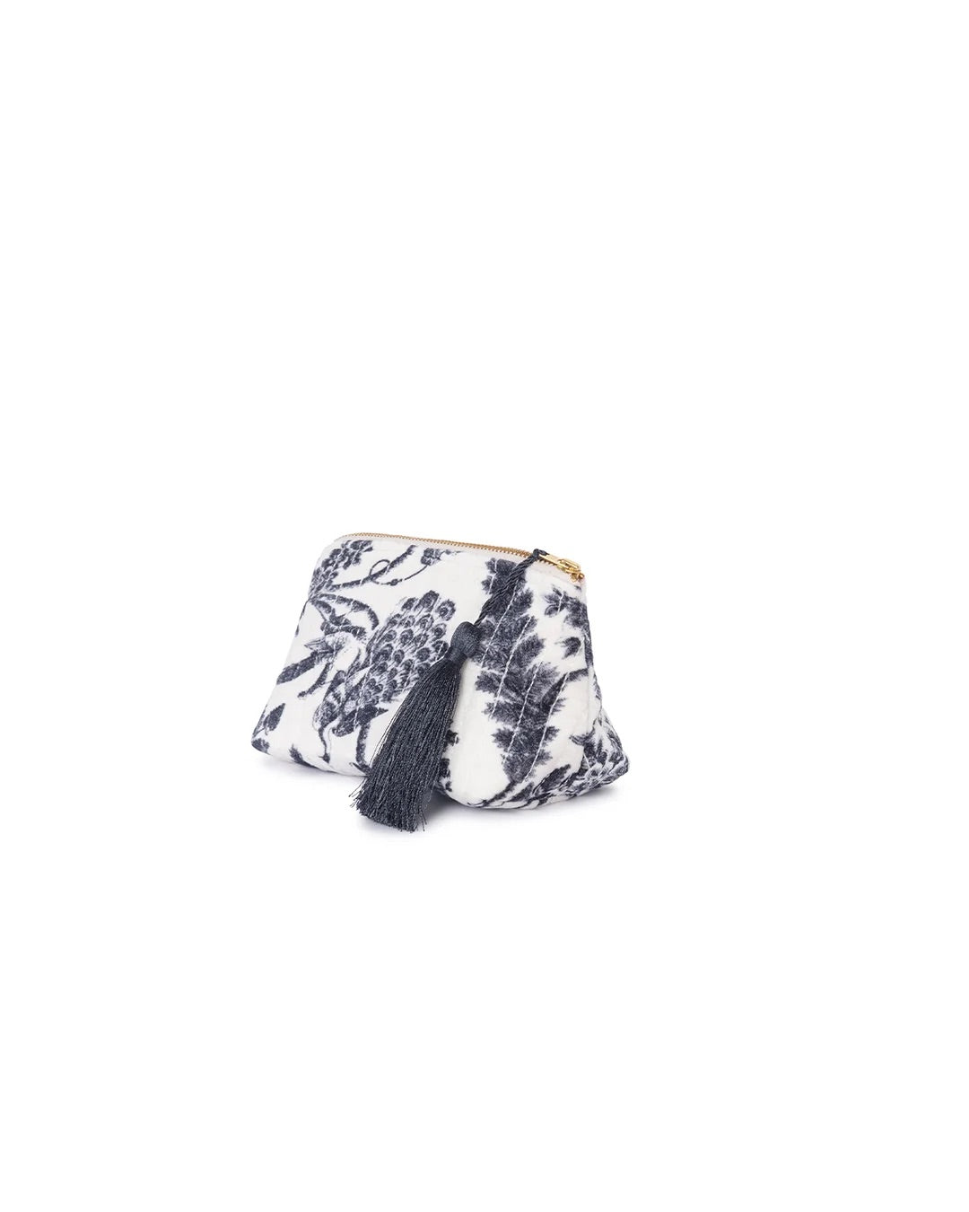 Makeup Bag Velvet Vintage Blue Bird