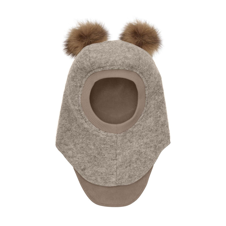 Balaclava Wool Alpaca Pompoms  Camel Melange