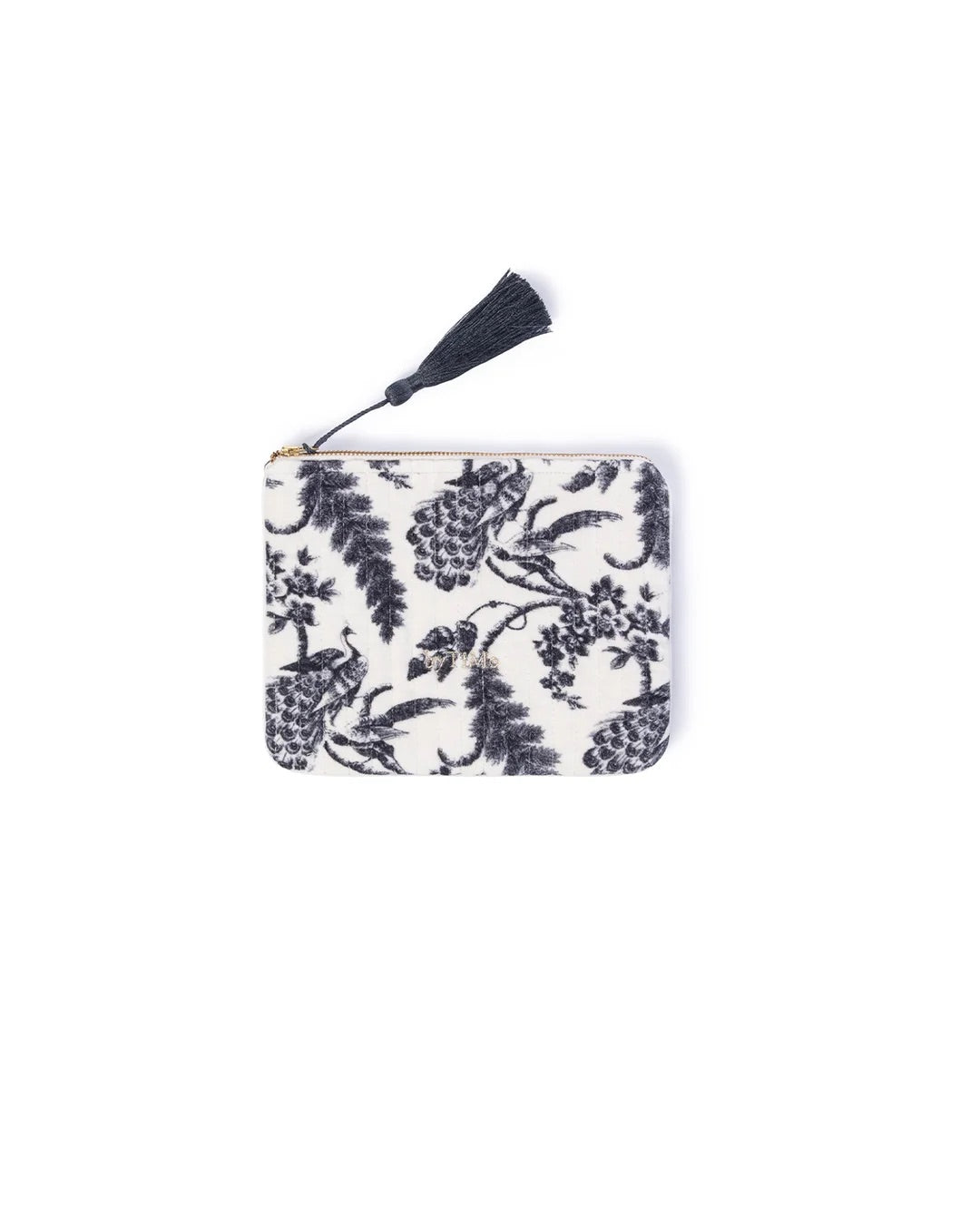 Zipper Pouch Velvet Vintage Blue Bird