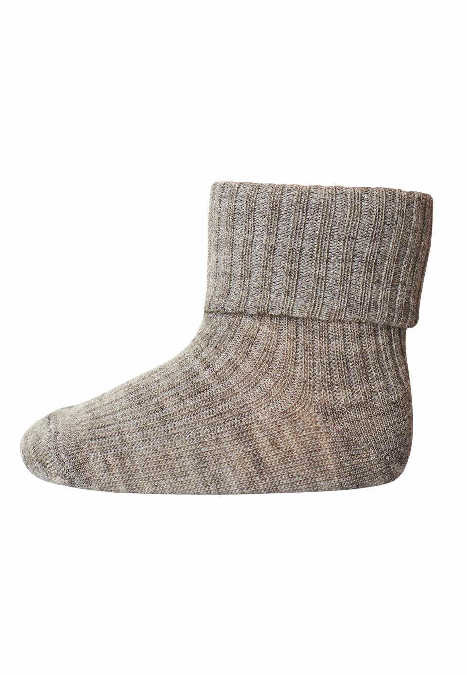 WOOL RIB BABY SOCKS Light Brown Melange