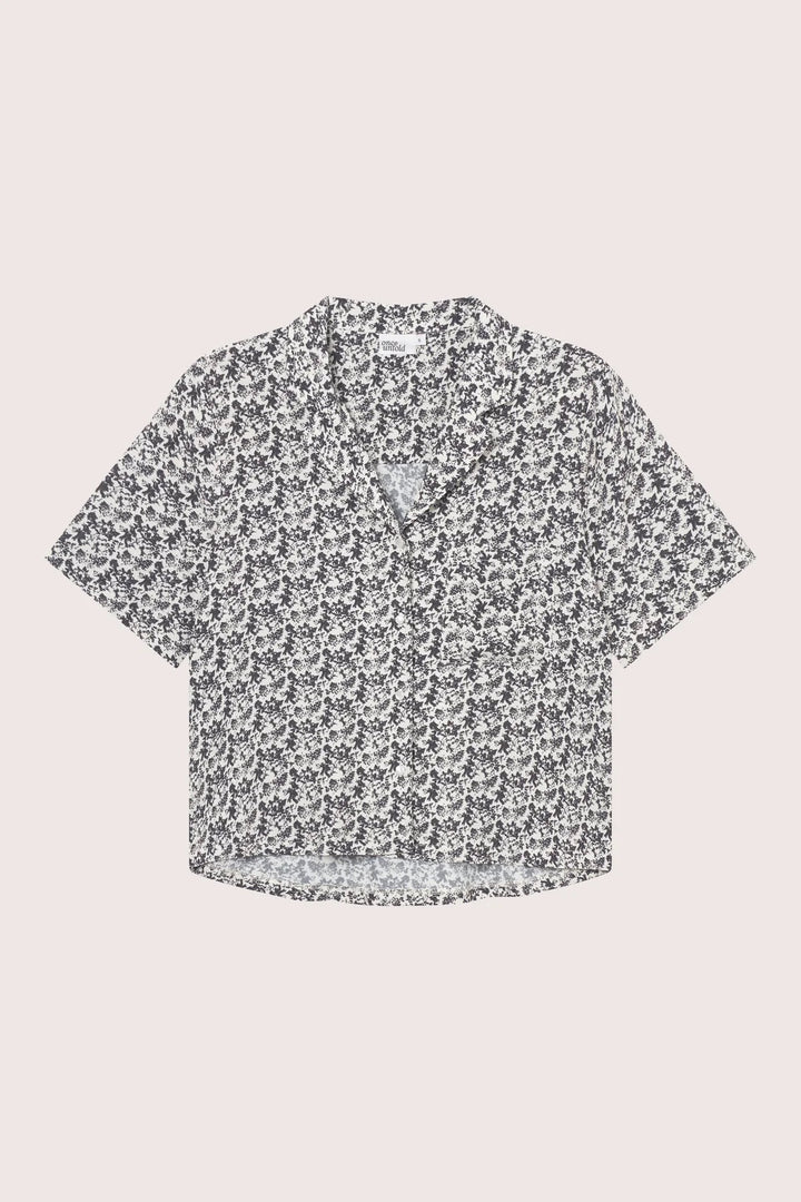 Ellen Bowler Shirt  Creme Black Print
