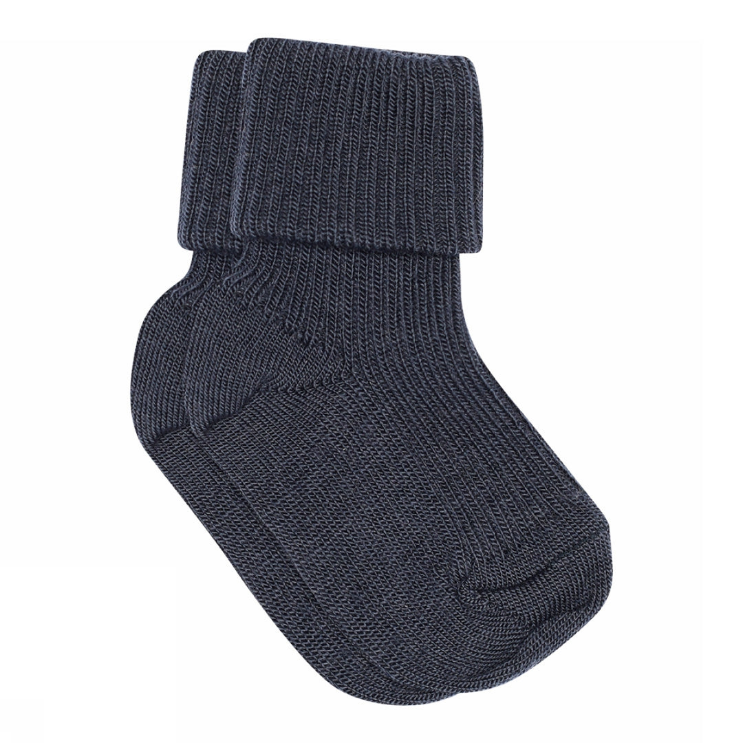 Wool rib baby socks Navy
