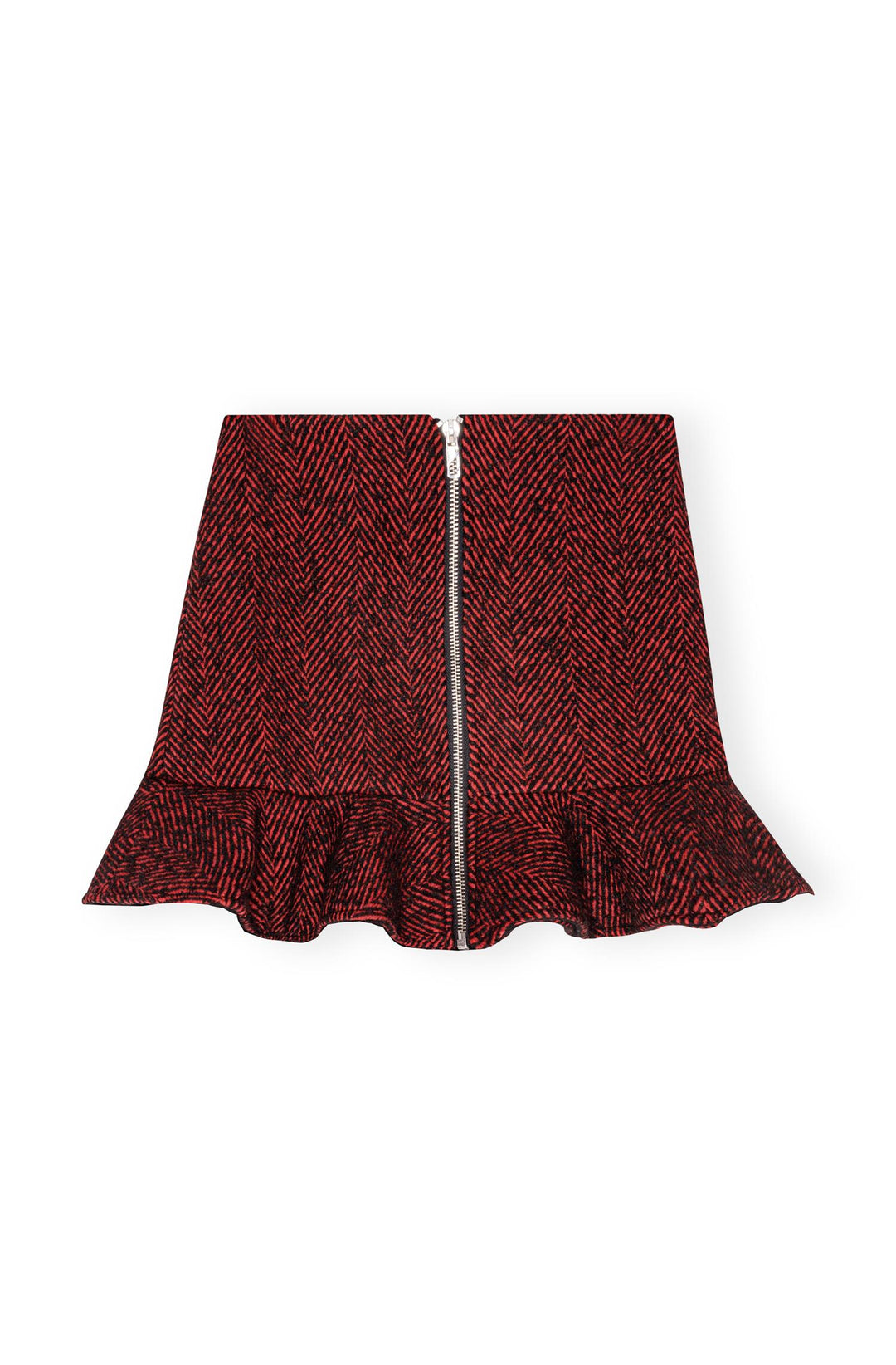 Herringbone Wool Mini Skirt Winery