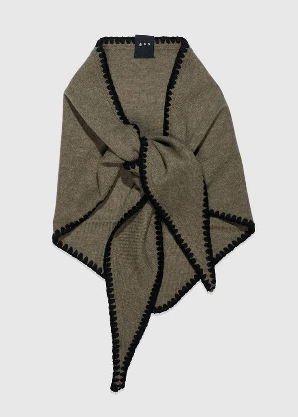 Mina Stitched Merino Scarf Wood