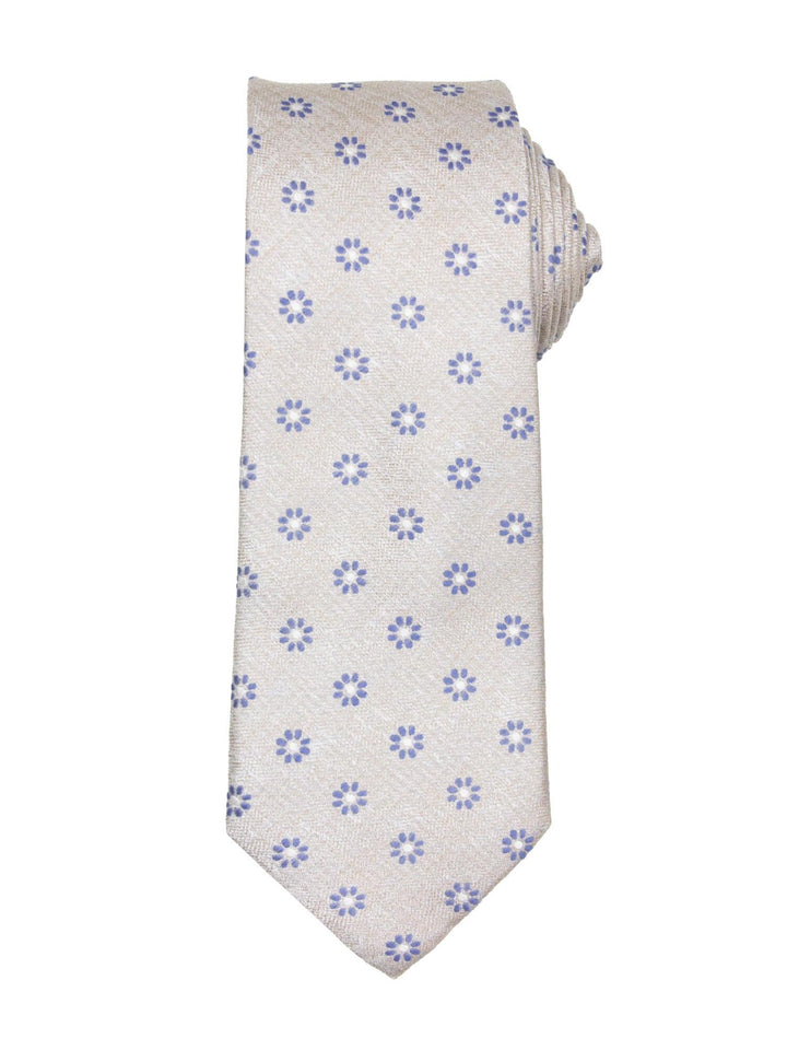 Santi silkeslips+lommetørkle mønstret sett beige  Beige