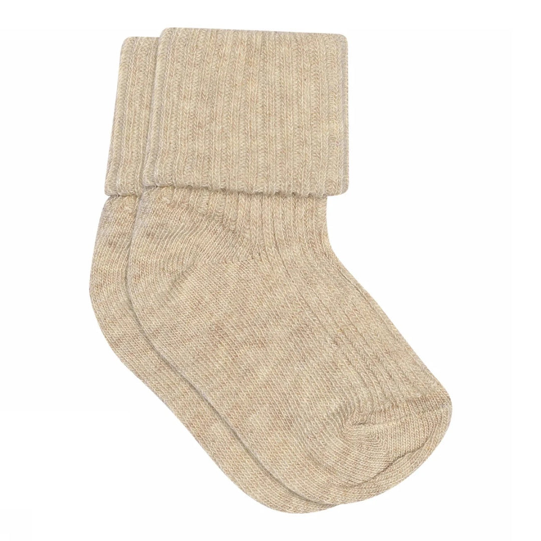 COTTON RIB BABY SOCKS Beige Melange