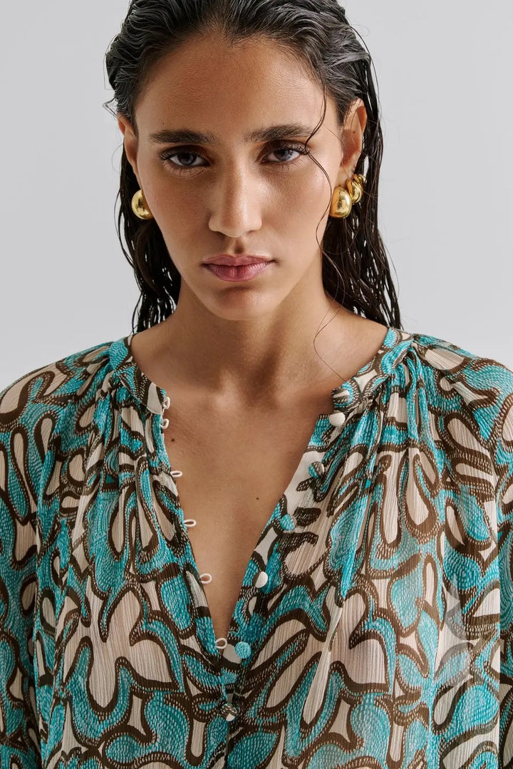 Mareva chiffon blouse  Blå