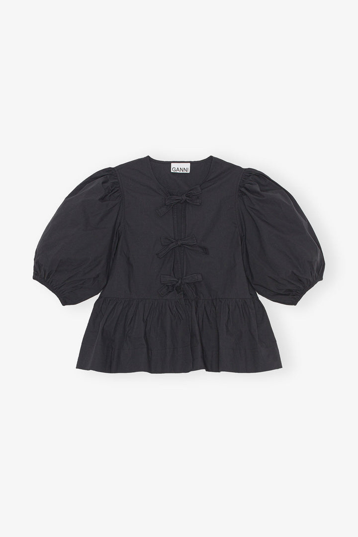 POPLIN PEPLUM BLOUSE  Black