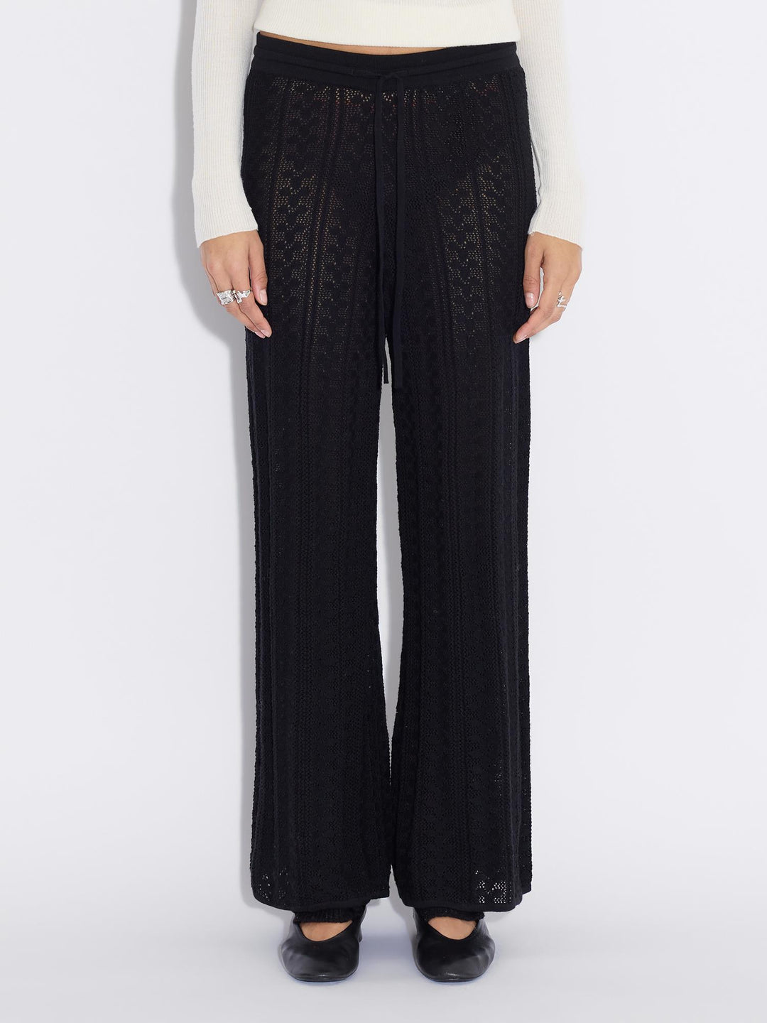 Kelp Crochet Trousers  Black