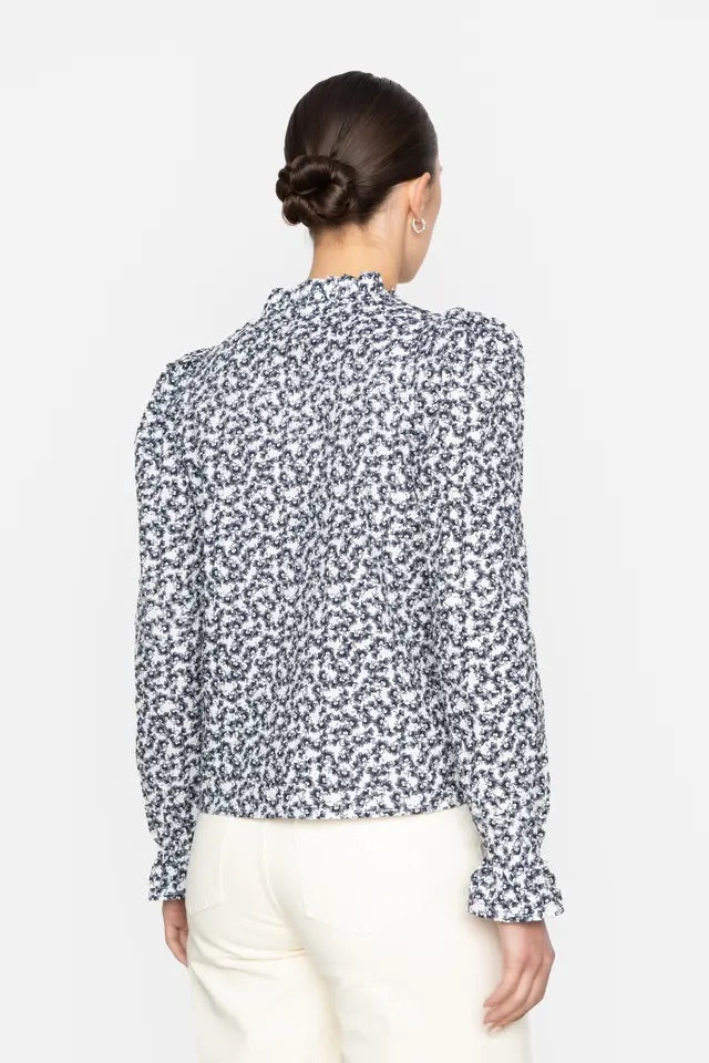 Jenny Blouse  Navy Rosehip Print