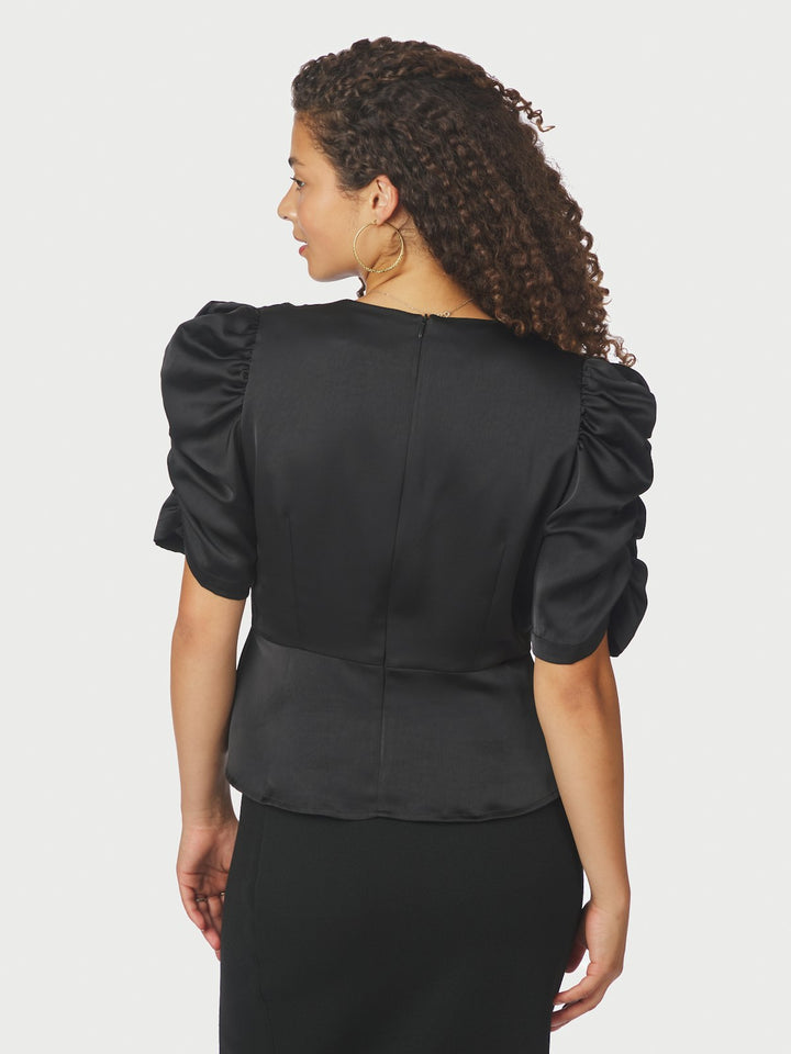Benua Heavy Sateen Blouse  Black