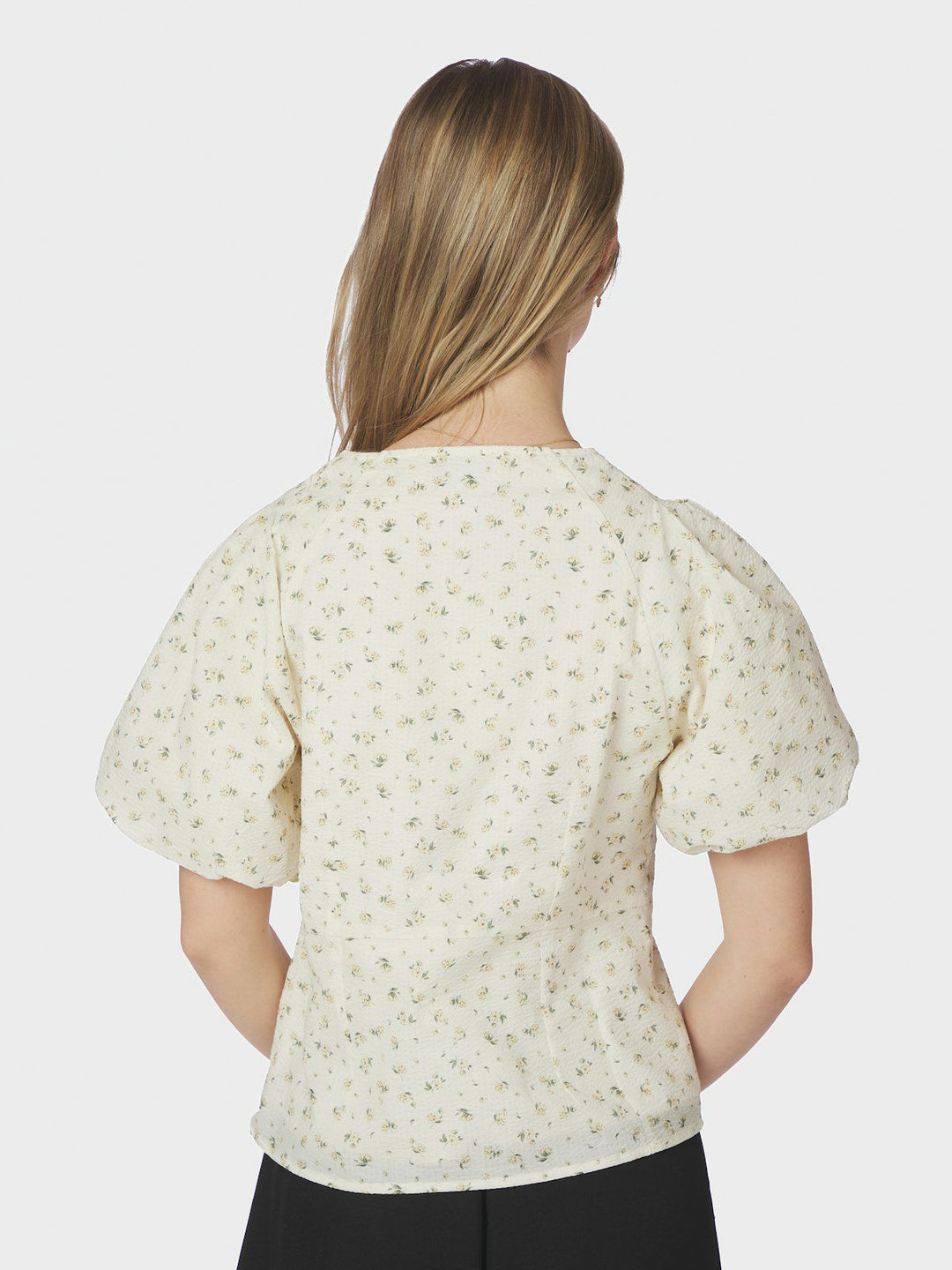 Irina Small Rose Flower Blouse  Light Yellow