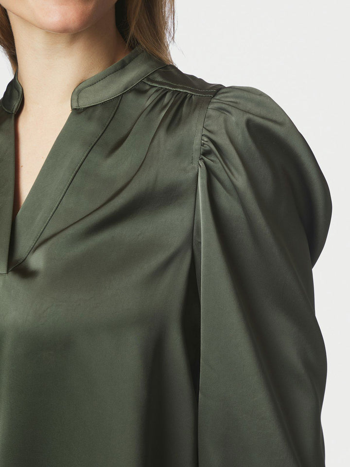 Rosslyn Heavy Sateen Blouse  Deep Green