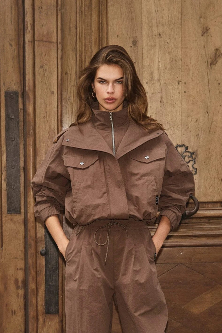 AlinaCC Double Funnel Neck Jacket  Brown