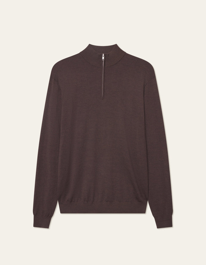 Greyson Half-Zip Merino Knit  Brown