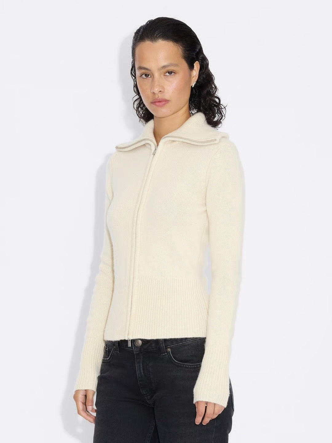 Line Wool Cardigan 25-04  Ecru