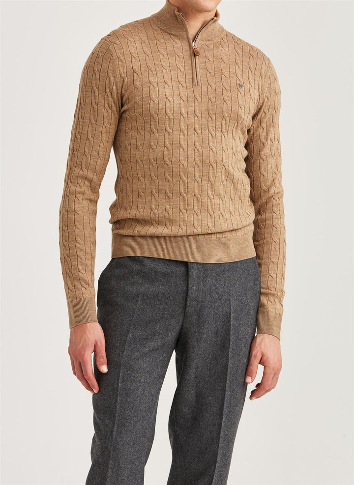 Merino Cable John Zip  Camel