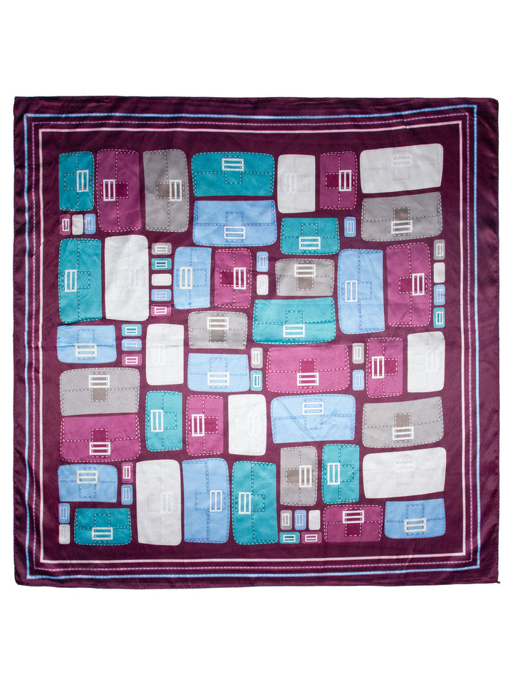 Skjerf "vesker" 70x70  Vinrød