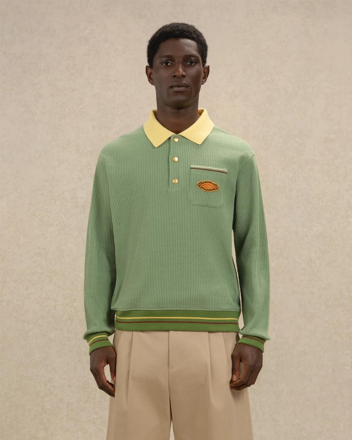 Polo ML Drôle Patch  Light Green