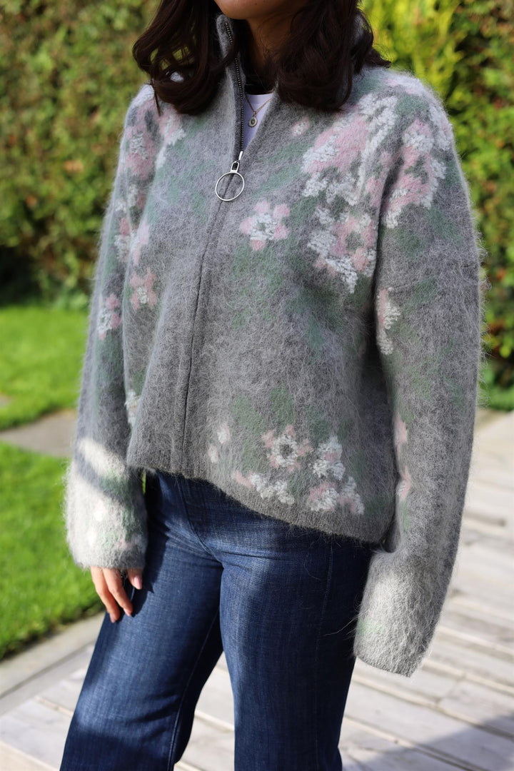 Tine Floral Cardigan  Grey Mix