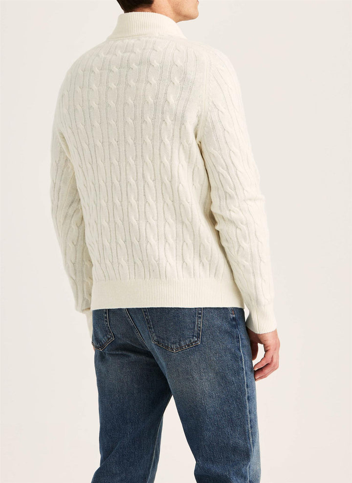 Hertford Cable Half Zip  Off White