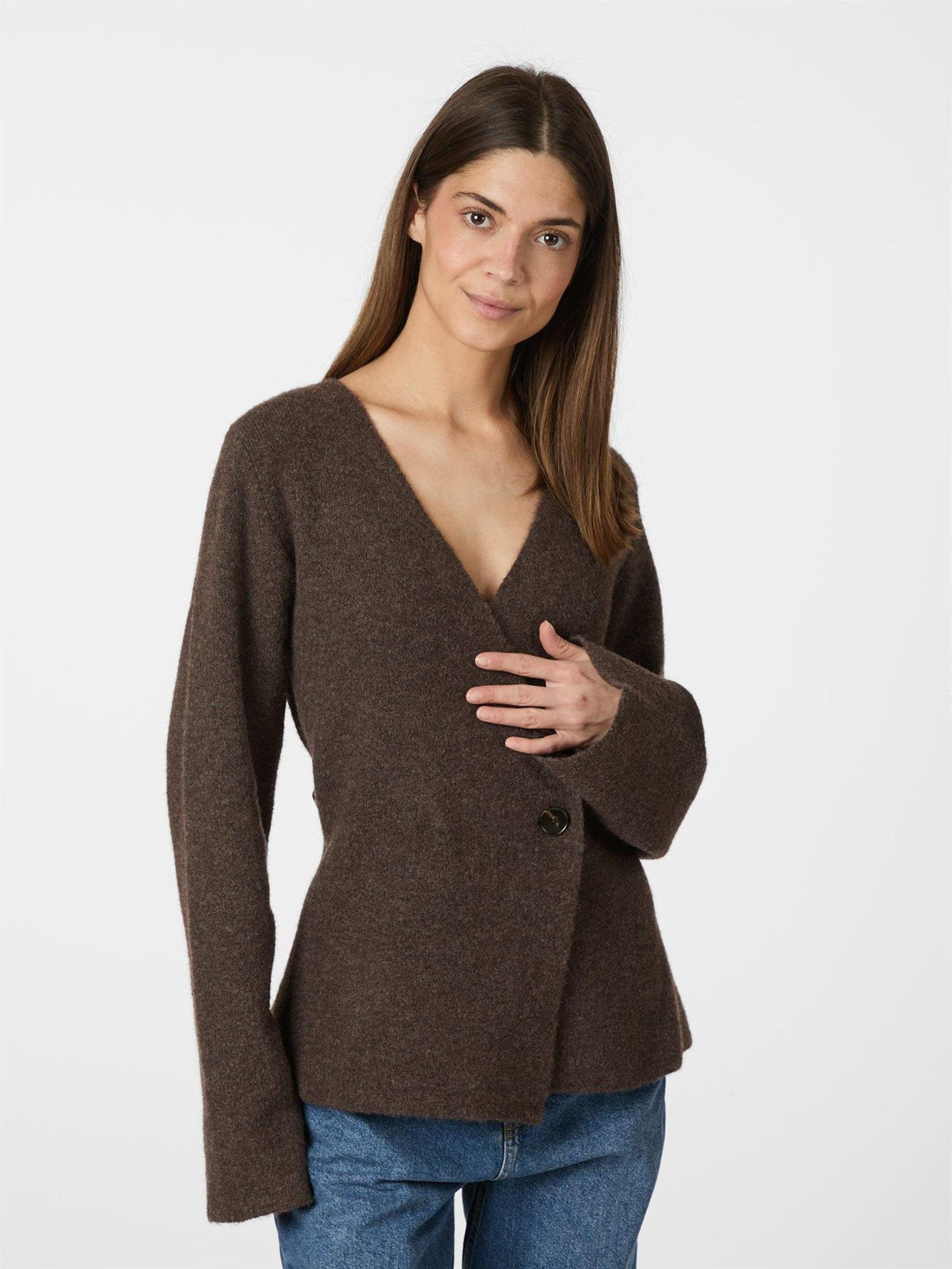 Marie Louise Knit Cardigan  Brown Melange