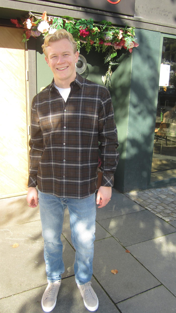 Cotton Flannel Check Sune Shirt  Demitasse Check