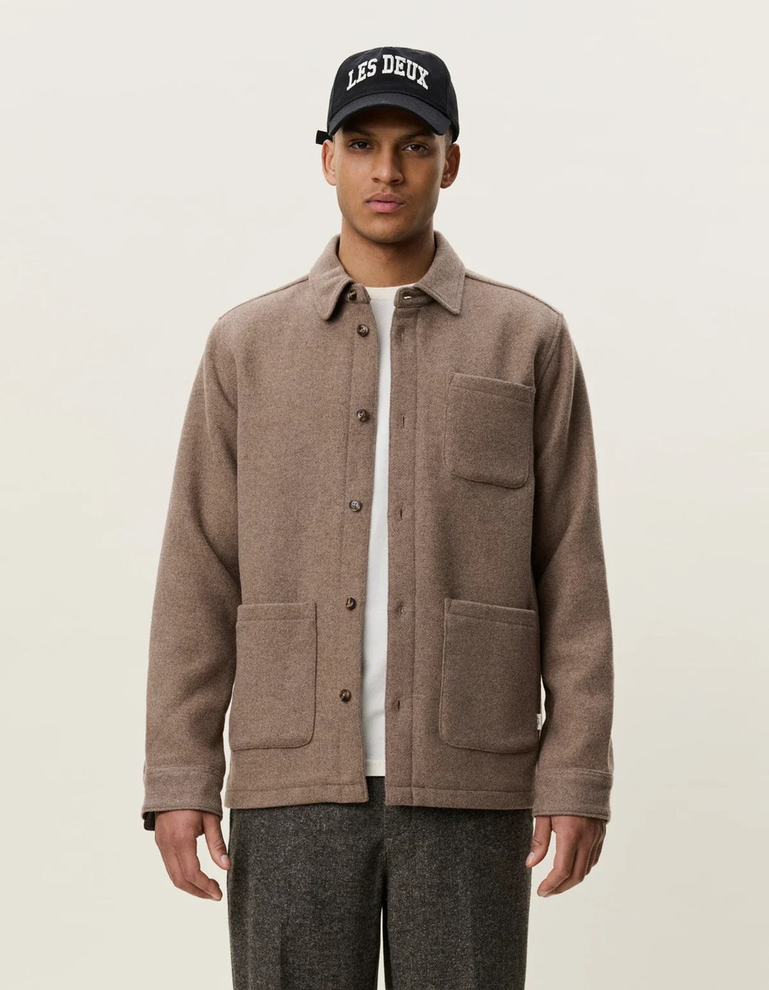 Wool Overshirt  Dark Sand Melange