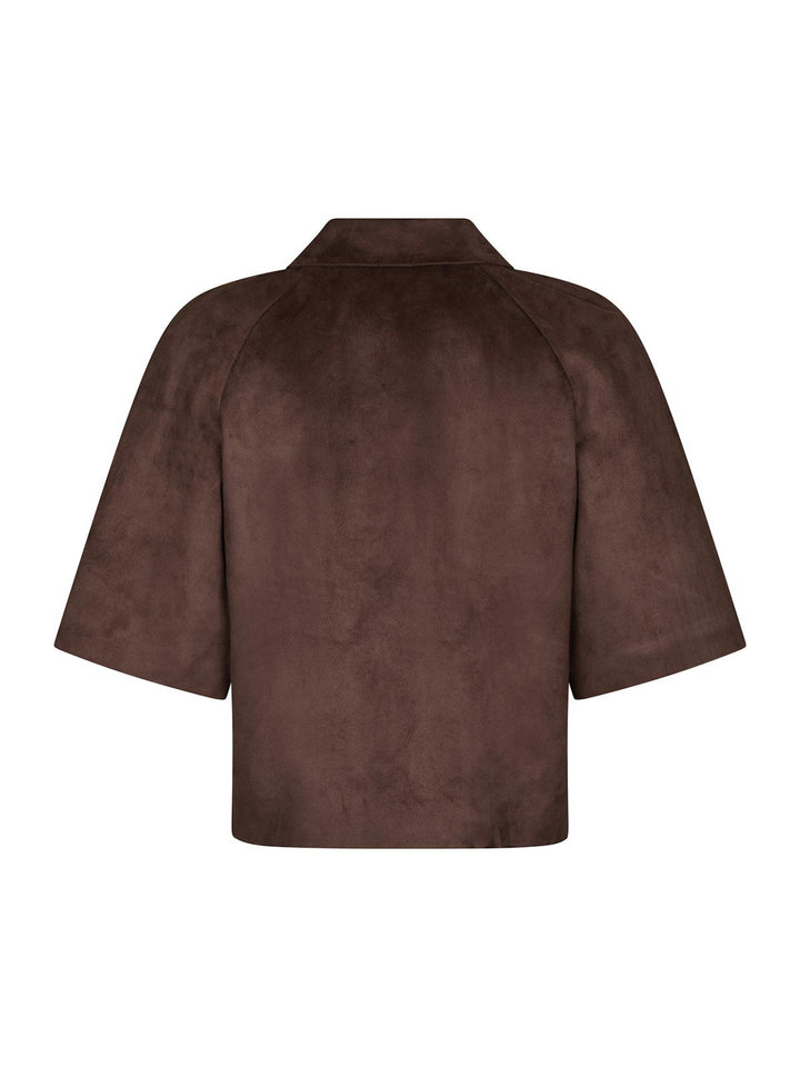 Editta Faux Suede Jacket  Dark Brown