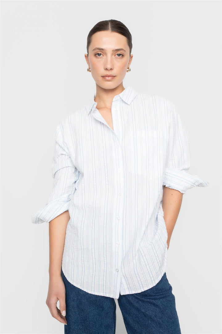 Bibi Crepe Shirt  Light Blue