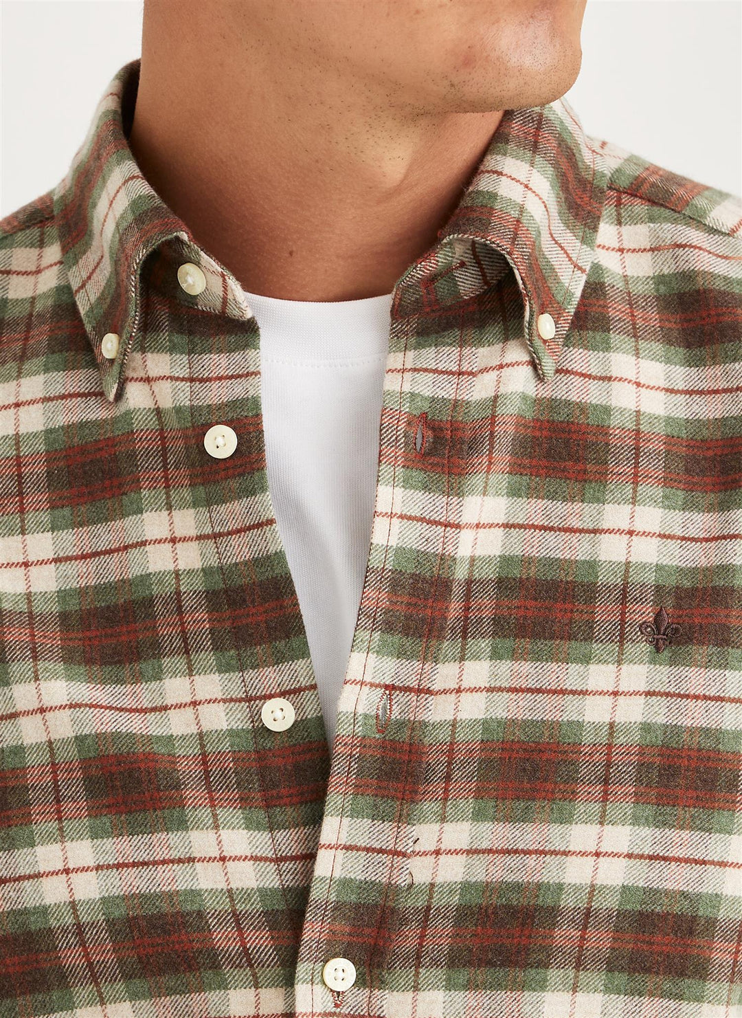 Flannel Check Shirt-Slim Fit  Olive