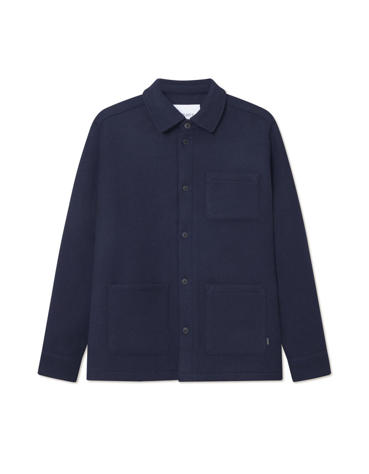 Jason Solid Wool Overshirt  Dark Navy