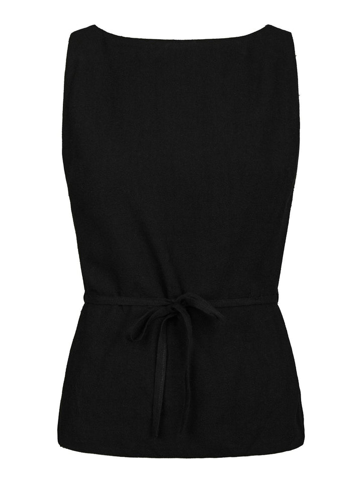 Nassa Linen Top  Black