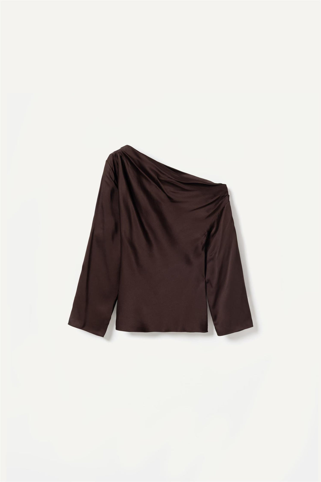 Victoria Satin Blouse  Mocha Brown