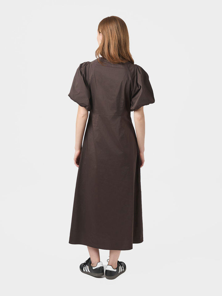 Illana Poplin Dress  Chocolate Brown