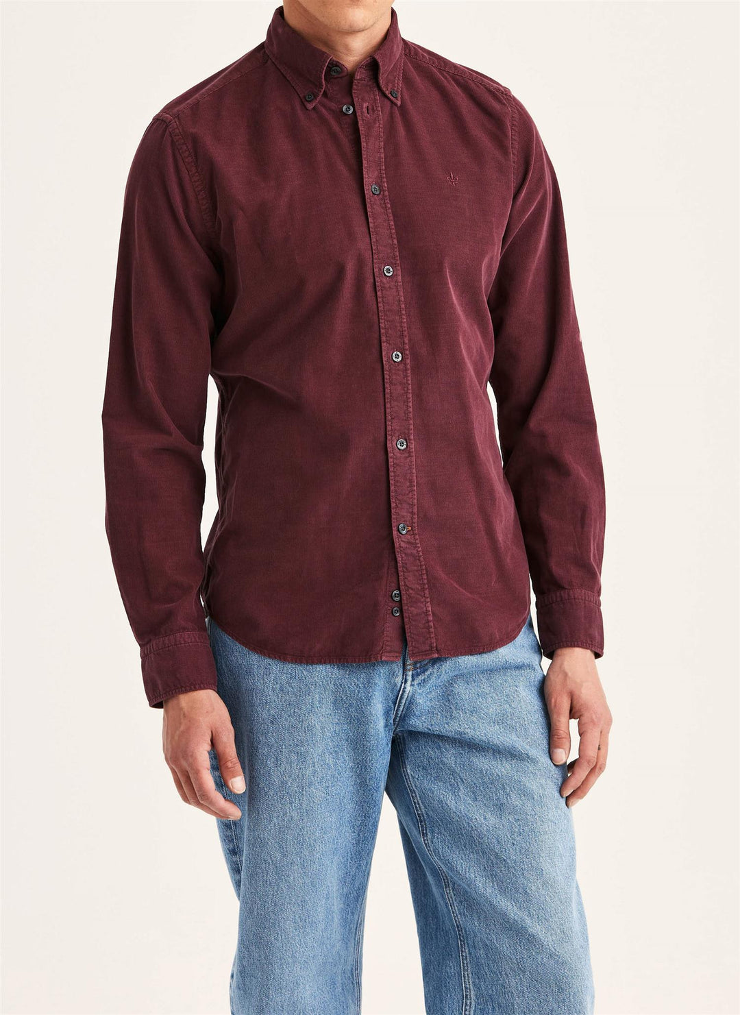 Douglas Cord Shirt-Slim Fit  Wine Red