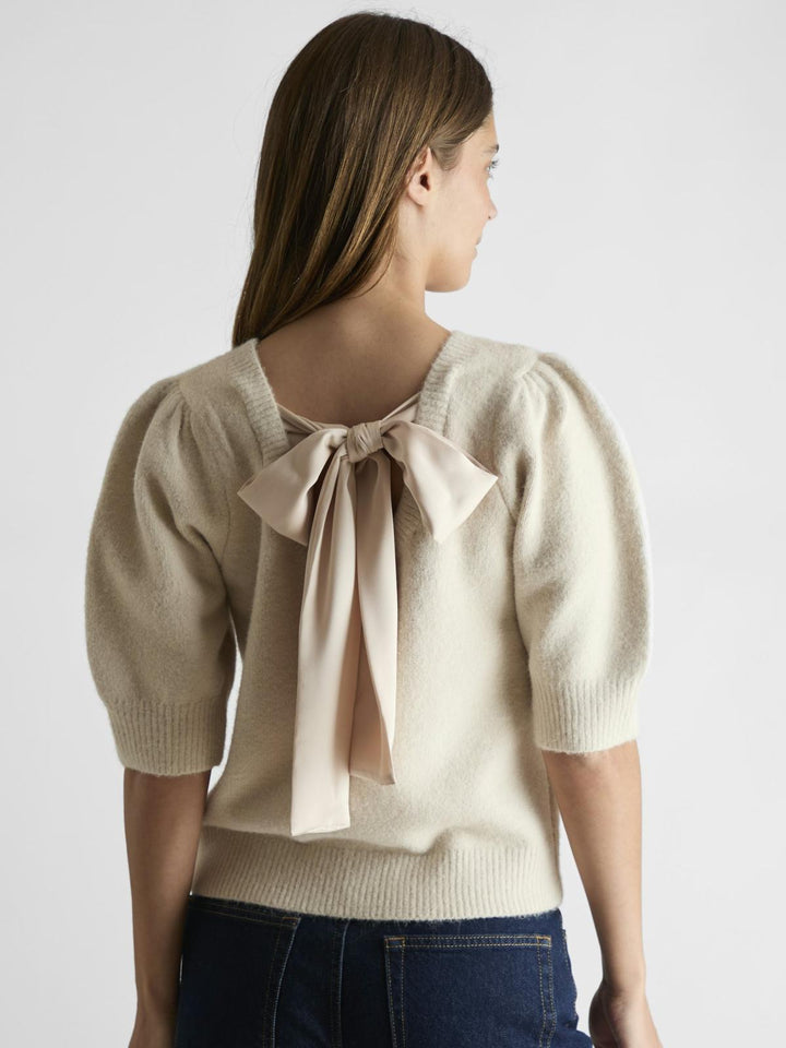 Martha Bow Knit Tee  Ivory