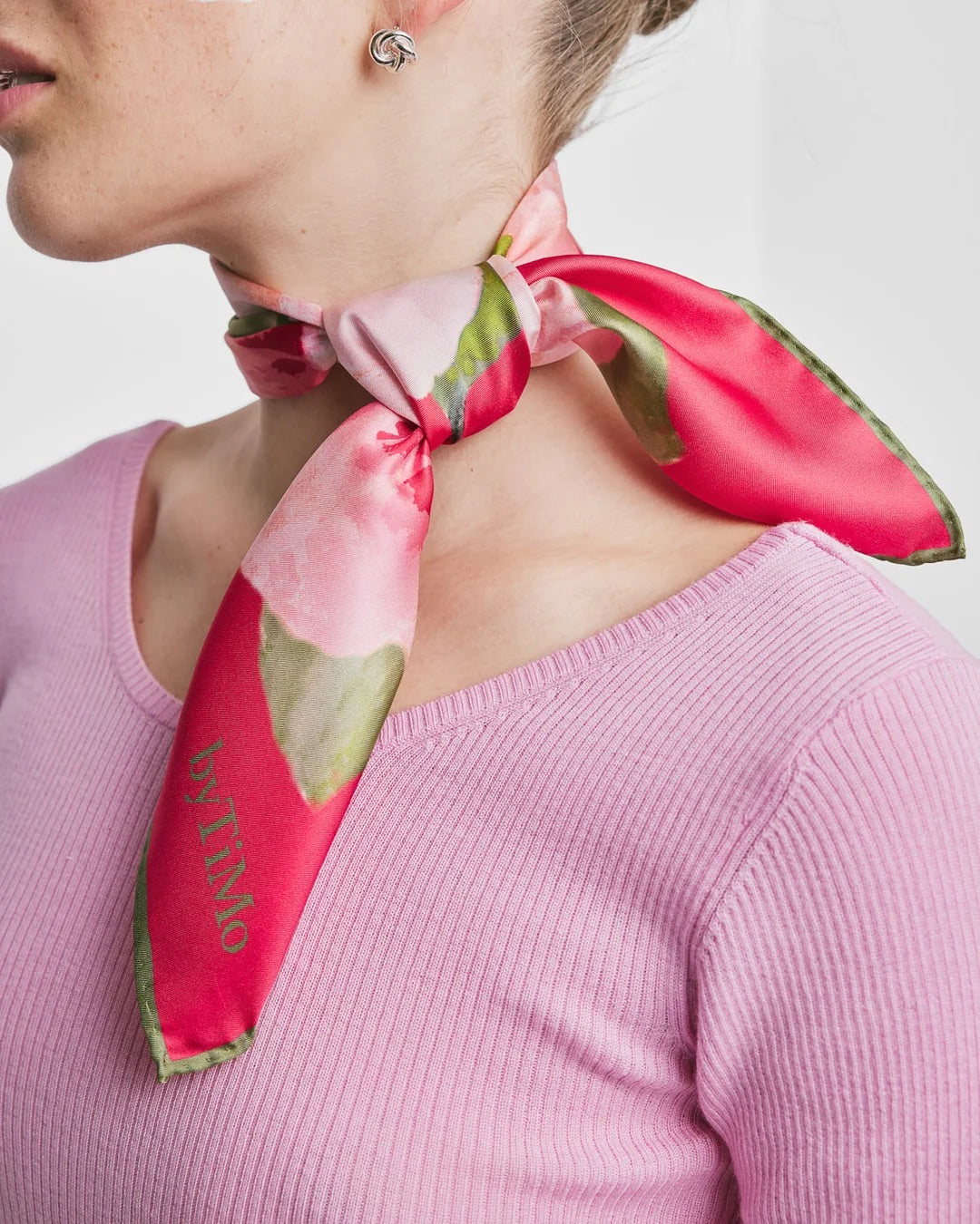 Silk Scarf Small  Rouge Fleur