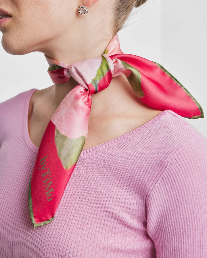 Silk Scarf Small  Rouge Fleur