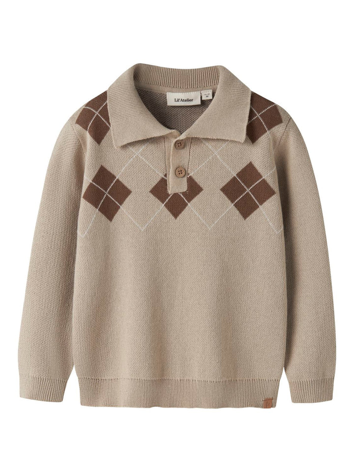 Nmmronan Ls Knit Polo Lil Lysegrå