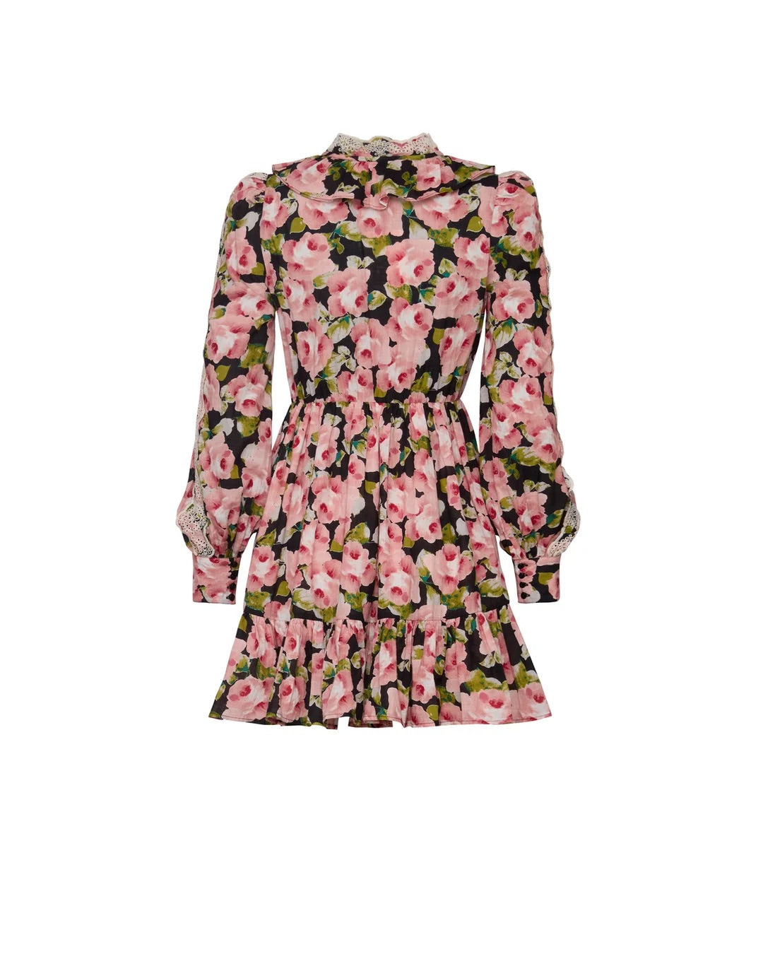 Cotton slub V-neck dress  Rose Bouquet