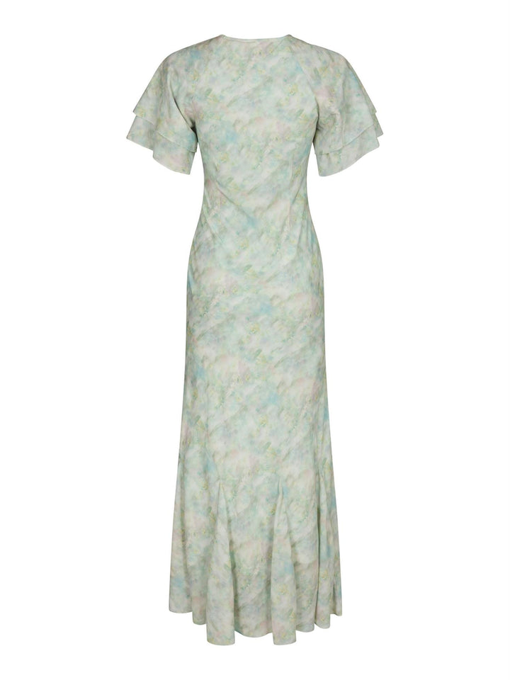 Celesse Print Chiffon Dress  Light Green