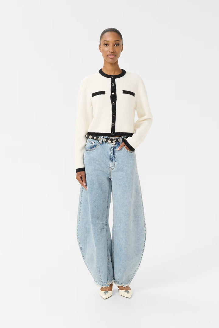 GZALPHA LS CONTRAST CARDIGAN  Ivory/Black Comb