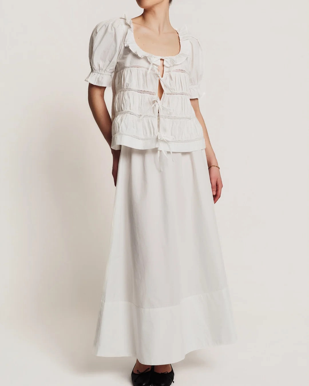 Poplin bow blouse  White