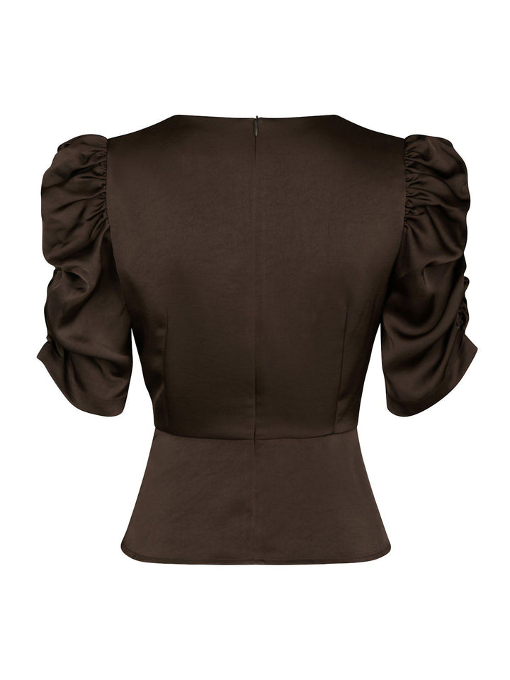 Benua Heavy Sateen Blouse  Dark Brown