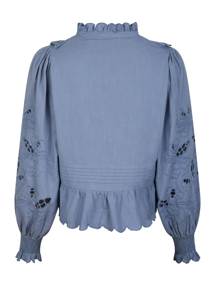 Petrine Embroidery Blouse  Dusty Blue