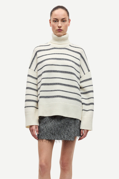 Sakeiku Stripe Turtleneck 11250  Clear Cream St.