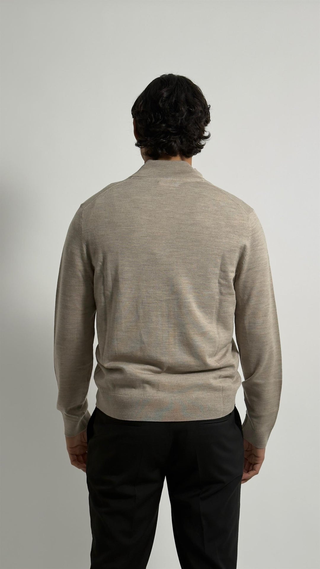 MERINO ZIP CARDIGAN  Khaki