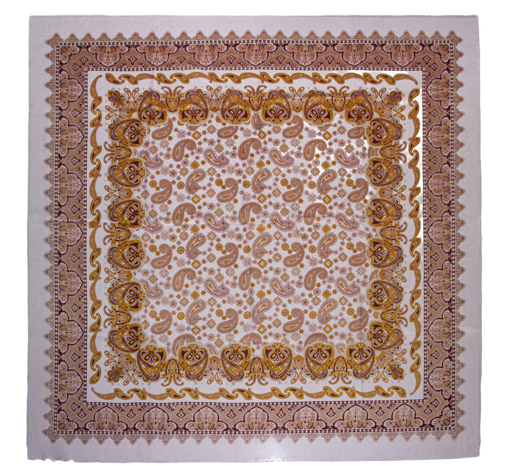 Skjerf Paisley 130x130 Offwhite Off-White